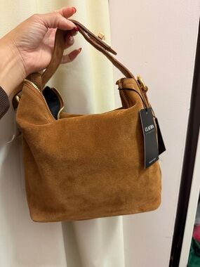 Claudia Suede Shoulder Bag in Cognac